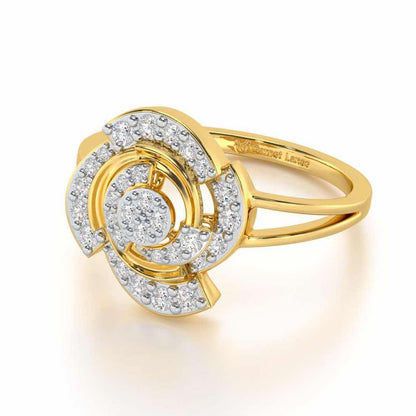 Glorious Cluster Silver Ring - Yellow Gold - Image 2