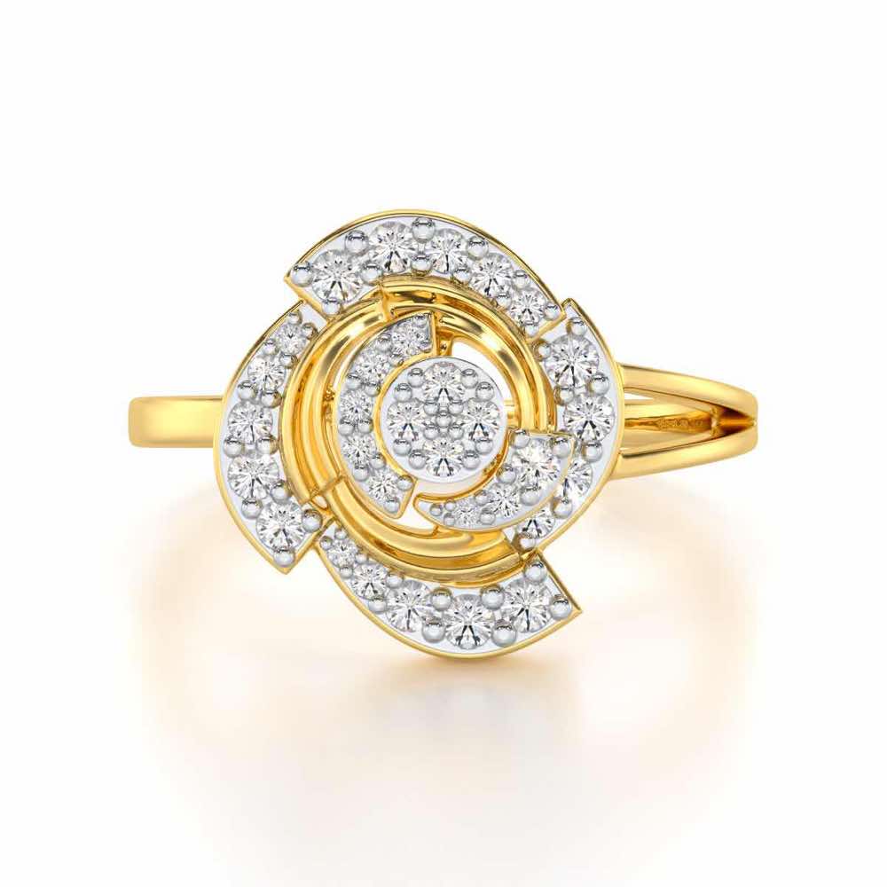 Glorious Cluster Silver Ring - Yellow Gold - Image 4