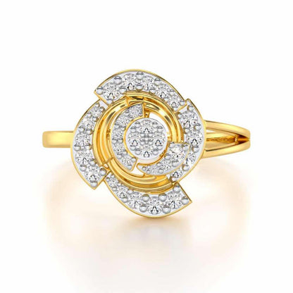 Glorious Cluster Silver Ring - Yellow Gold - Image 4