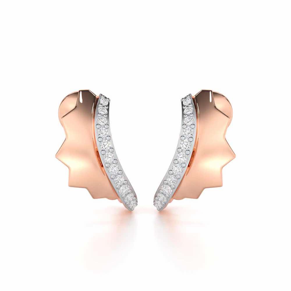 Glorious Glamour Silver Stud Earrings - Rose Gold - Image 1