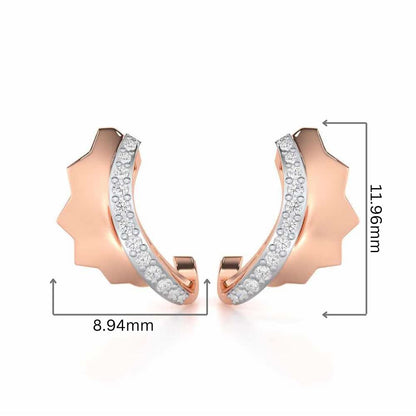Glorious Glamour Silver Stud Earrings - Rose Gold - Image 2