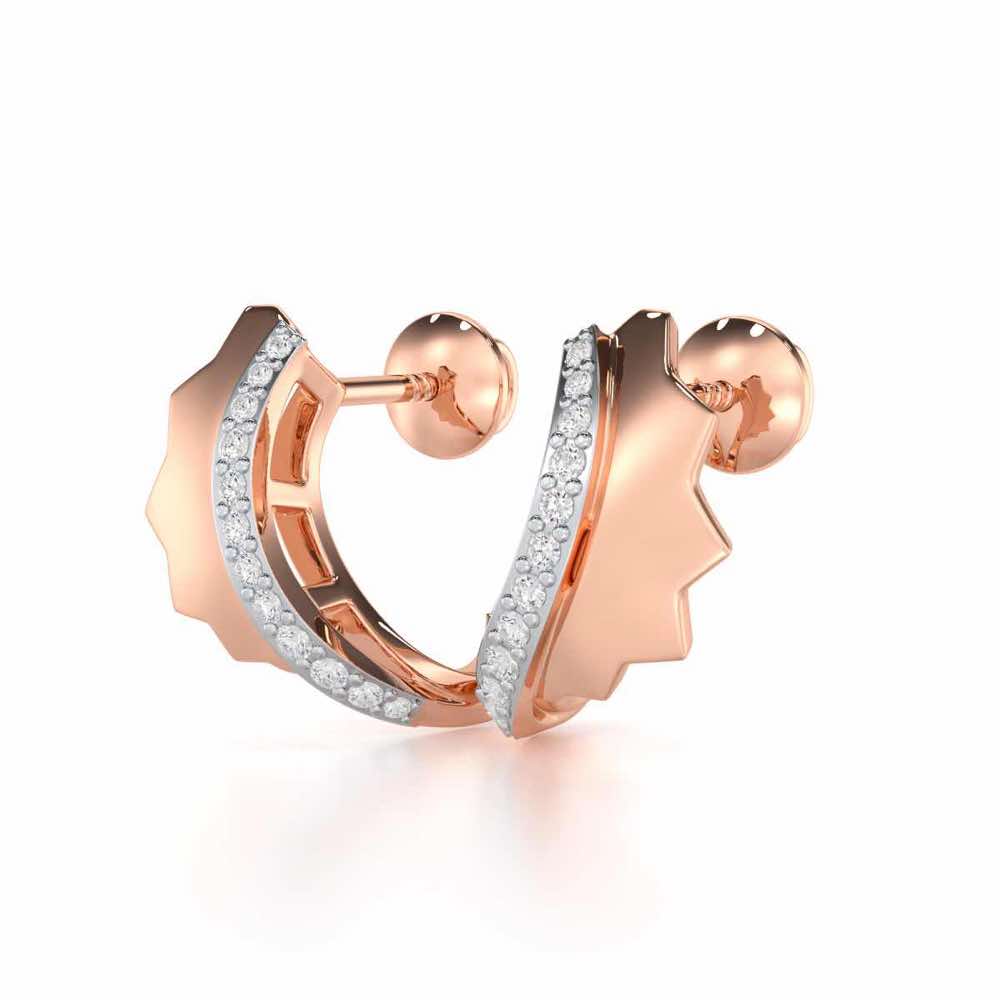 Glorious Glamour Silver Stud Earrings - Rose Gold - Image 3