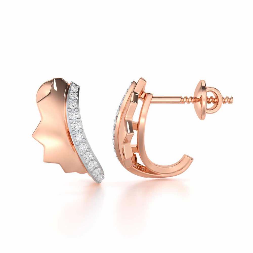 Glorious Glamour Silver Stud Earrings - Rose Gold - Image 4