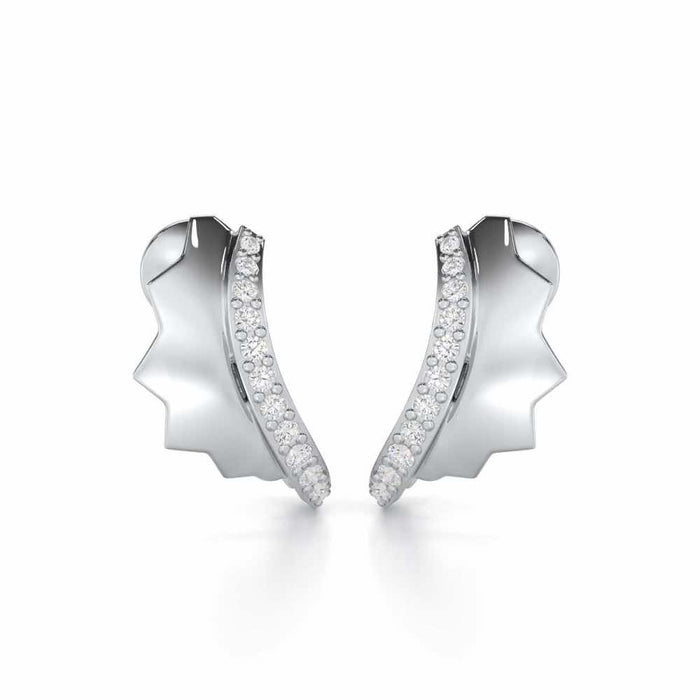 Glorious Glamour Silver Stud Earrings - White Gold - Image 1