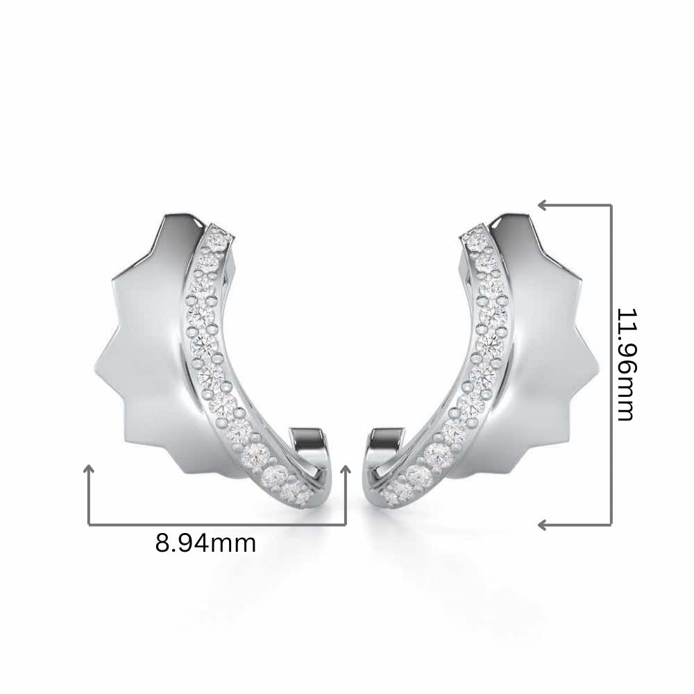 Glorious Glamour Silver Stud Earrings - White Gold - Image 2
