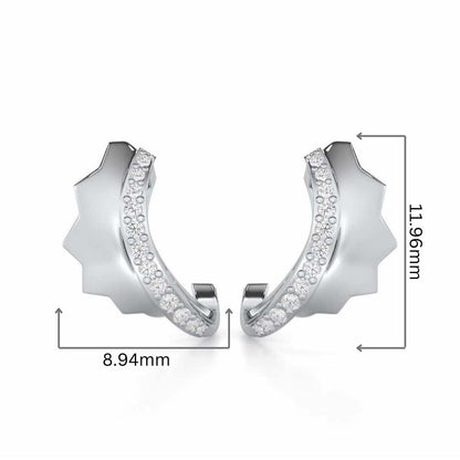 Glorious Glamour Silver Stud Earrings - White Gold - Image 2