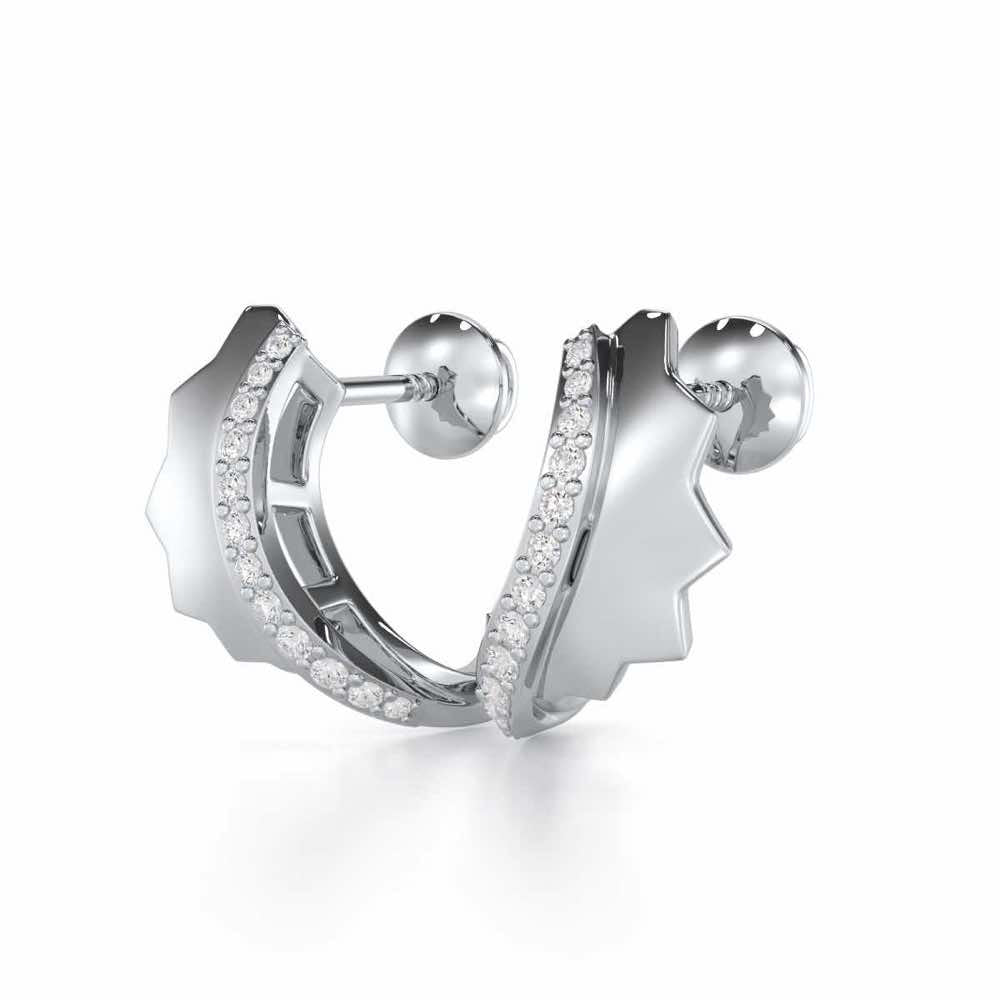 Glorious Glamour Silver Stud Earrings - White Gold - Image 3