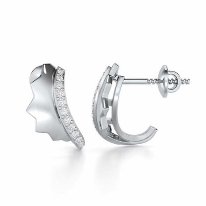 Glorious Glamour Silver Stud Earrings - White Gold - Image 4