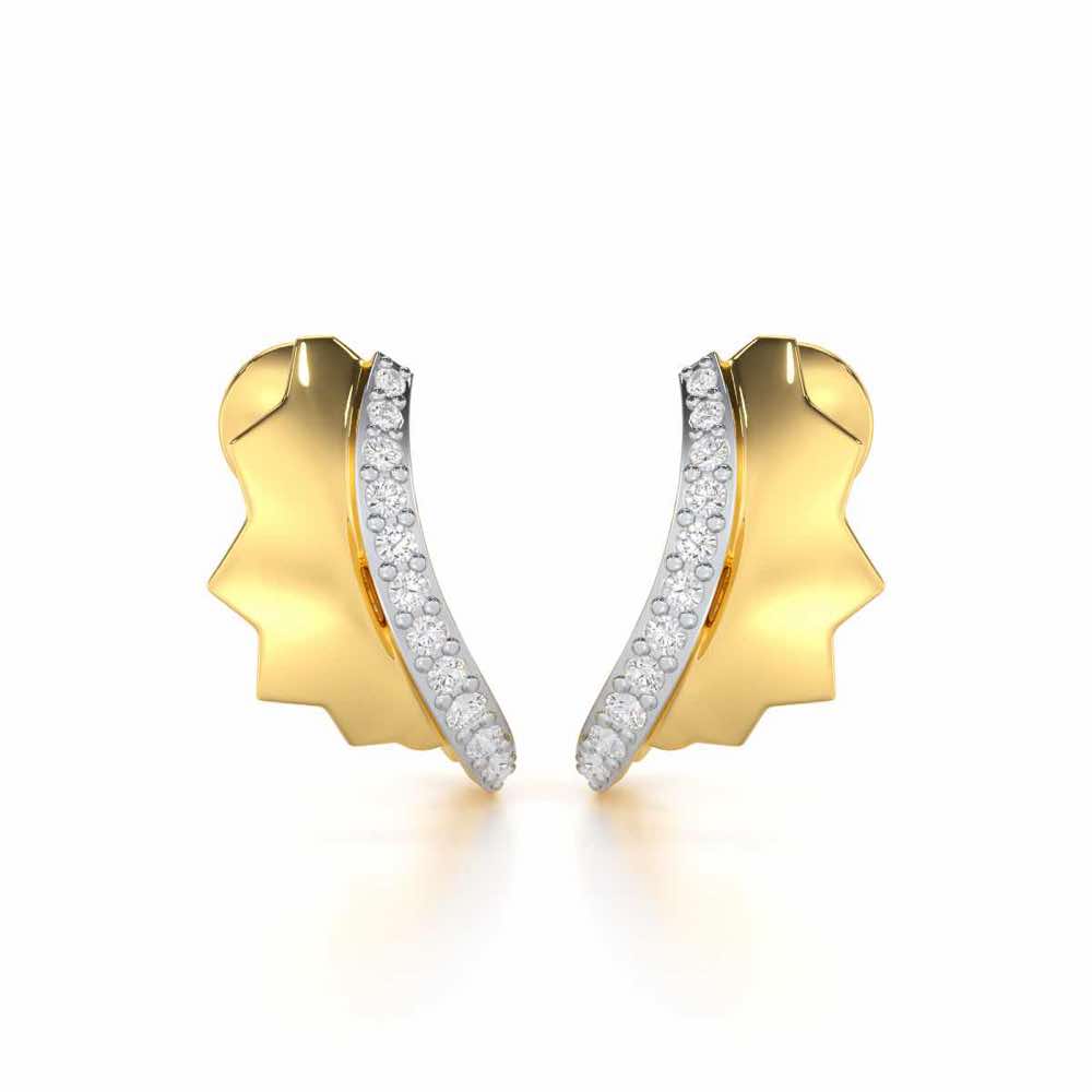 Glorious Glamour Silver Stud Earrings - Yellow Gold - Image 1