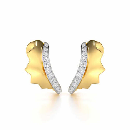Glorious Glamour Silver Stud Earrings - Yellow Gold - Image 1
