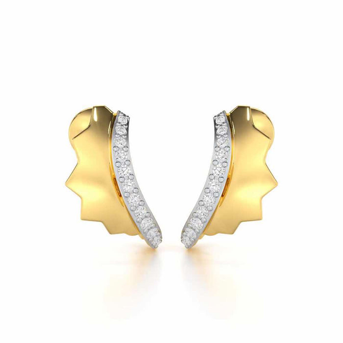 Glorious Glamour Silver Stud Earrings - Yellow Gold - Image 1