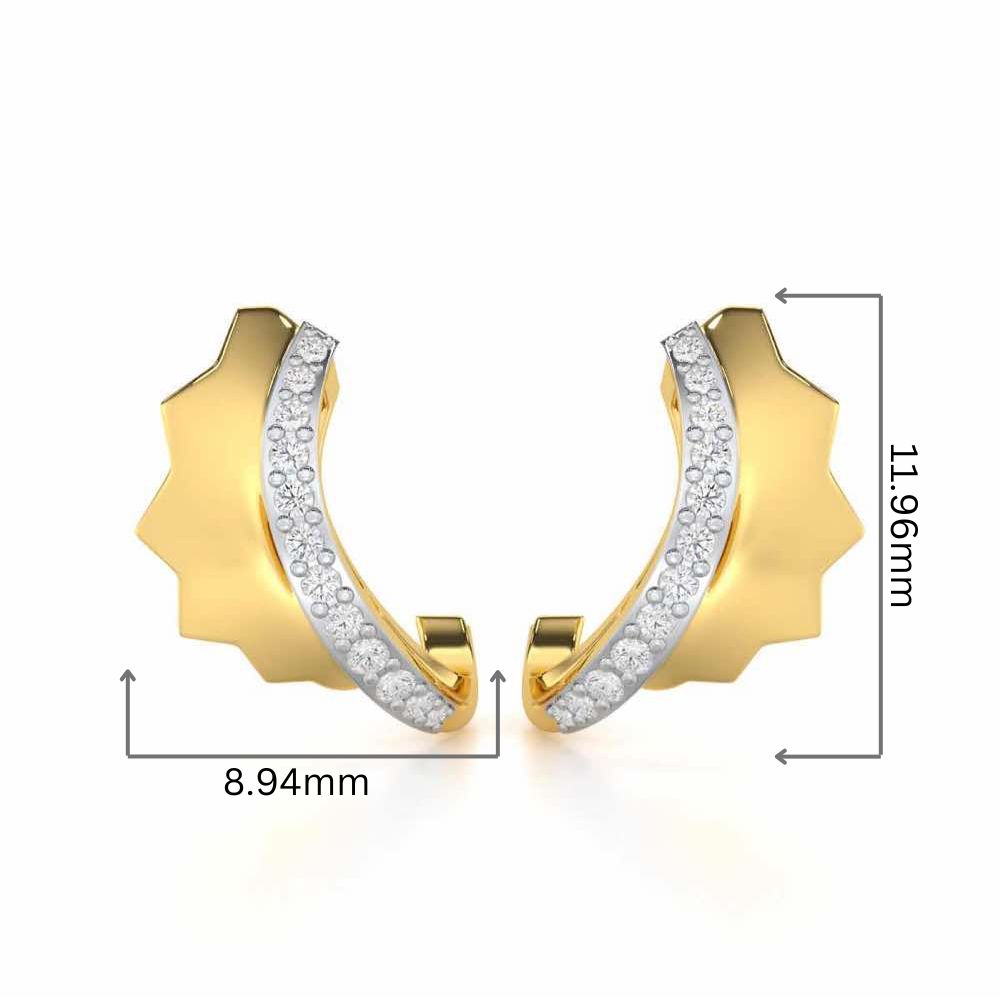 Glorious Glamour Silver Stud Earrings - Yellow Gold - Image 2