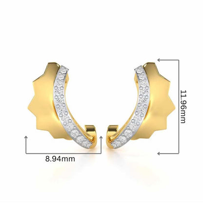 Glorious Glamour Silver Stud Earrings - Yellow Gold - Image 2