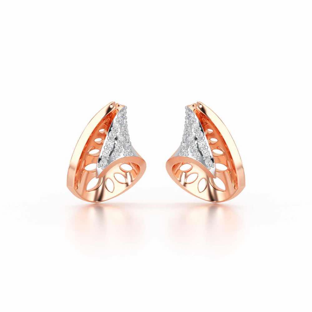 Glory Grace Silver Stud Earrings - Rose Gold - Image 1