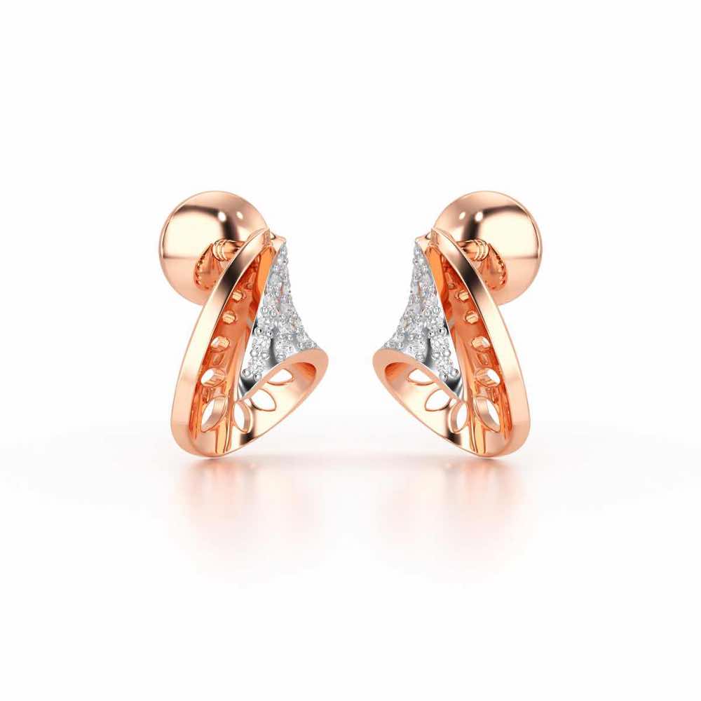 Glory Grace Silver Stud Earrings - Rose Gold - Image 2