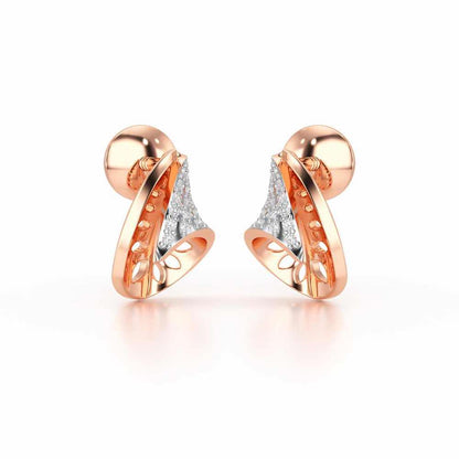 Glory Grace Silver Stud Earrings - Rose Gold - Image 2