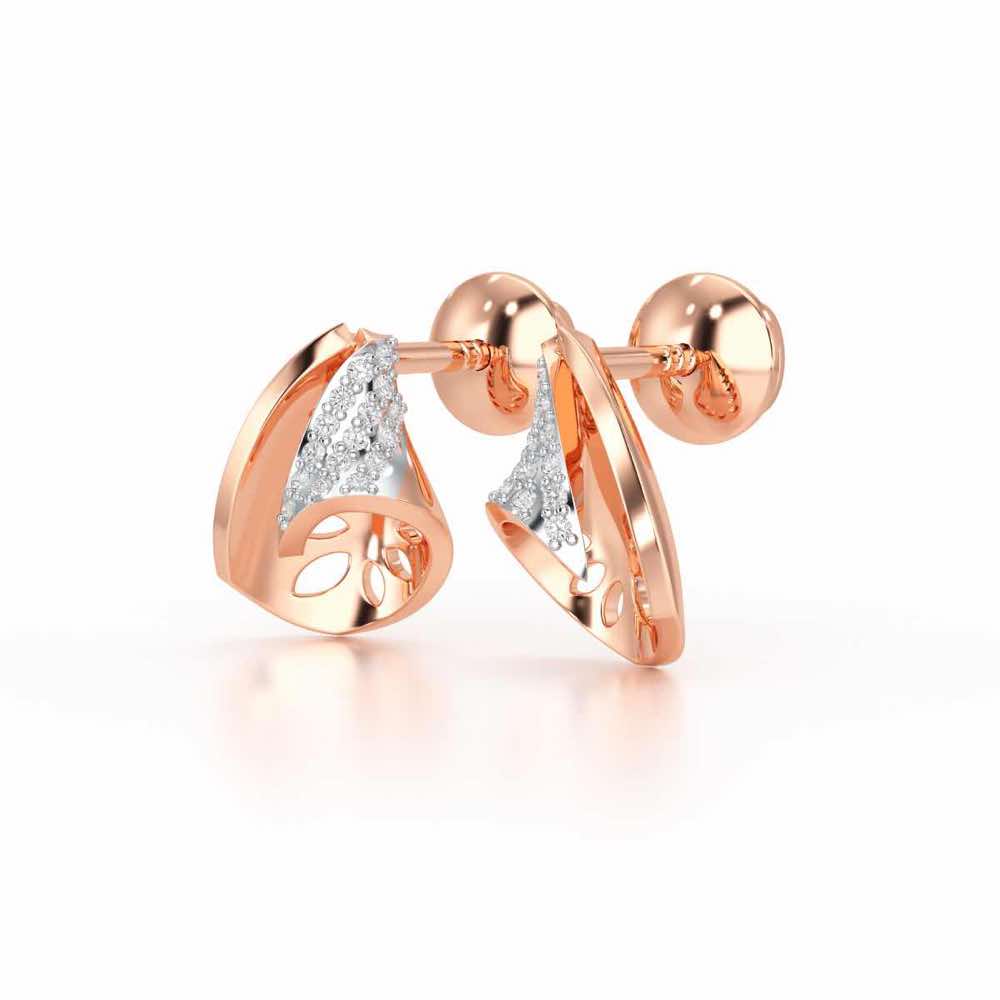 Glory Grace Silver Stud Earrings - Rose Gold - Image 3