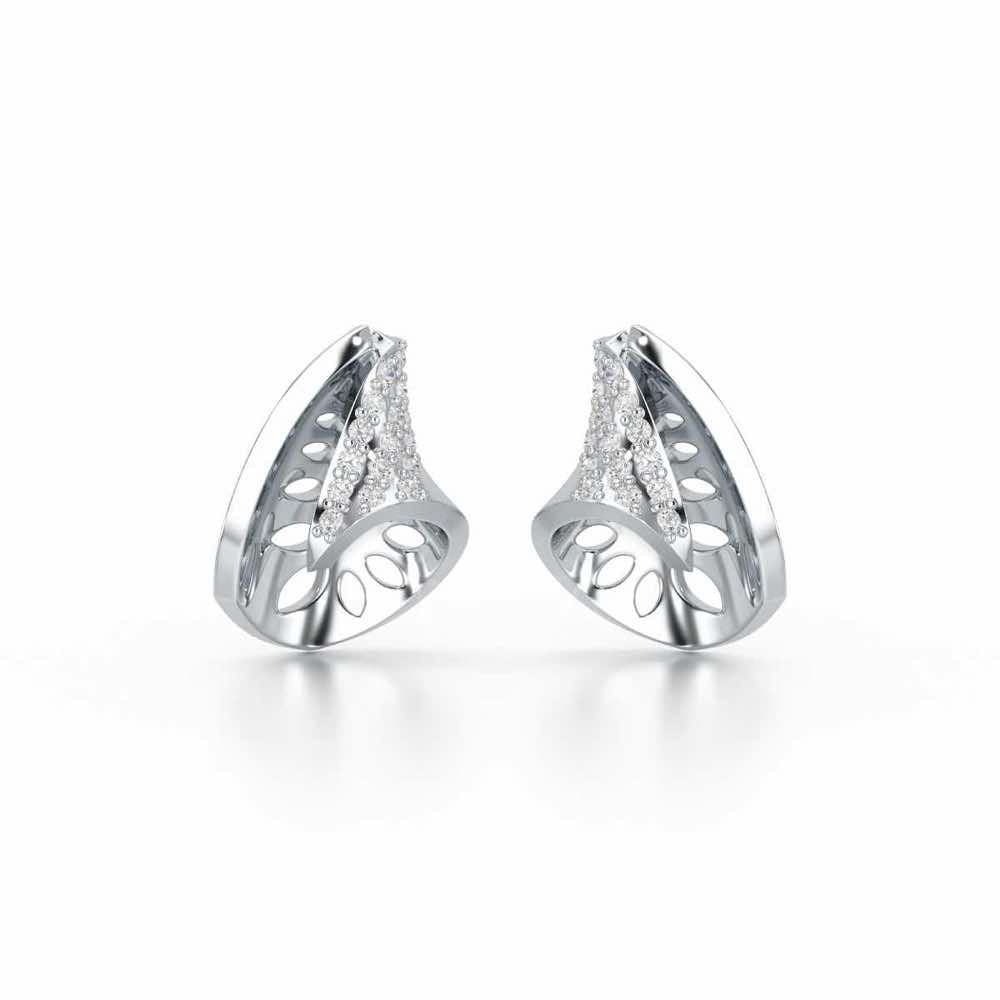Glory Grace Silver Stud Earrings - White Gold - Image 1