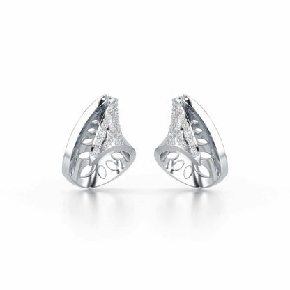 Glory Grace Silver Stud Earrings - White Gold - Image 1