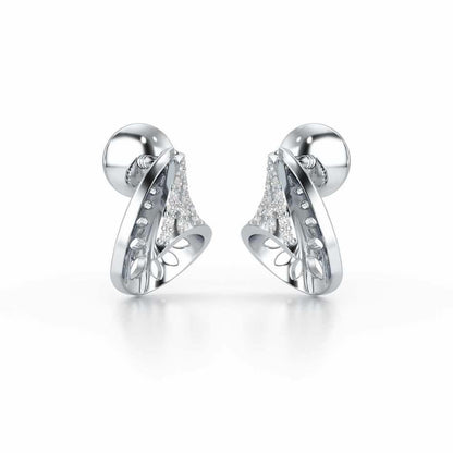 Glory Grace Silver Stud Earrings - White Gold - Image 2