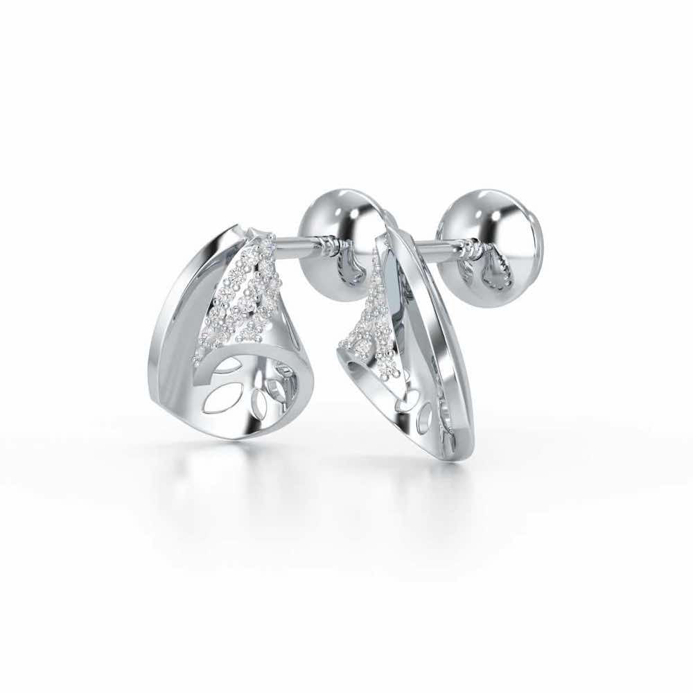 Glory Grace Silver Stud Earrings - White Gold - Image 3