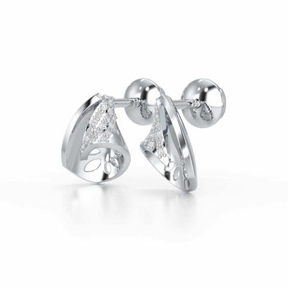 Glory Grace Silver Stud Earrings - White Gold - Image 3