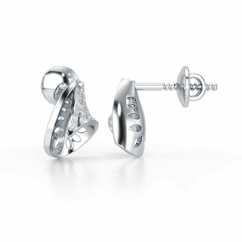 Glory Grace Silver Stud Earrings - White Gold - Image 4