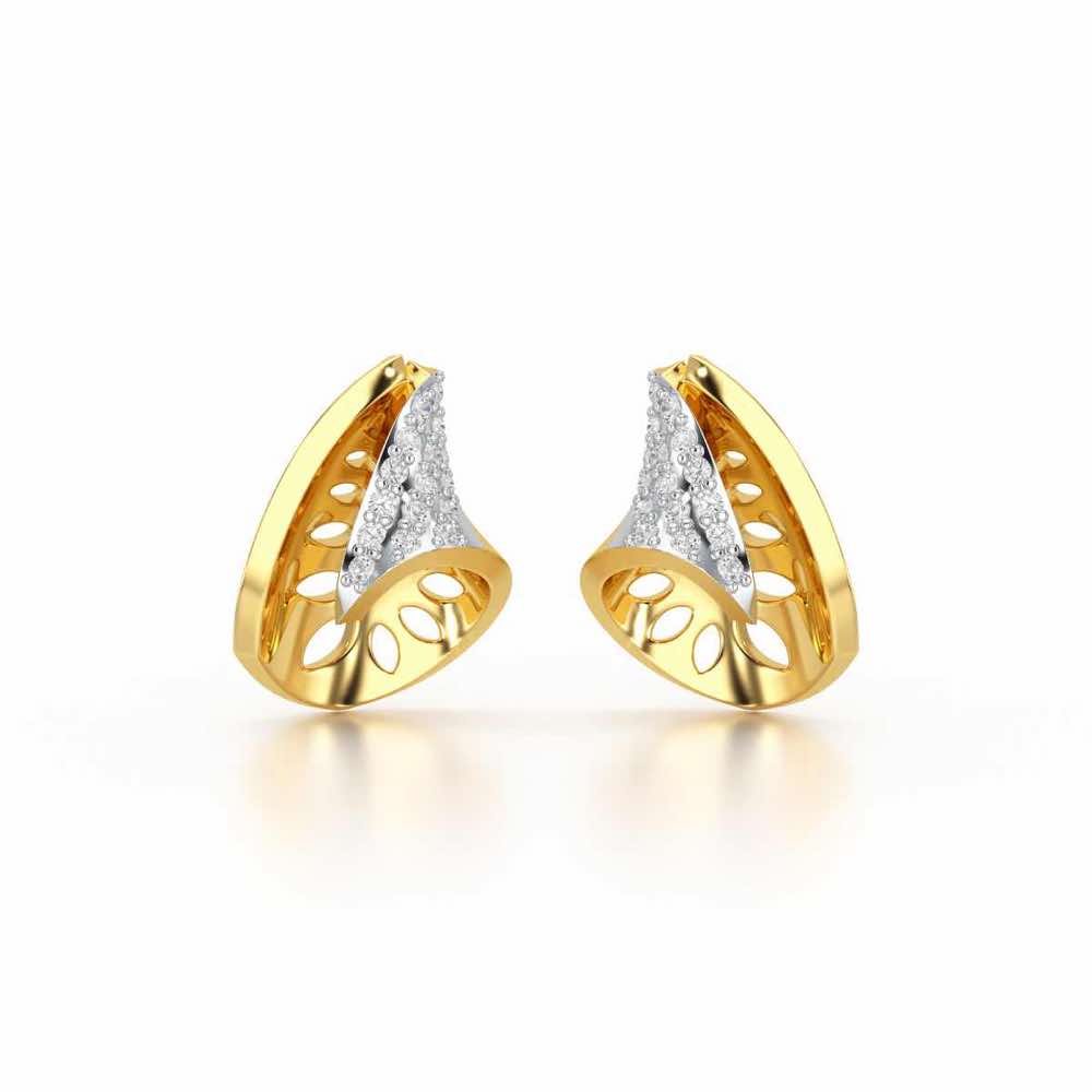 Glory Grace Silver Stud Earrings - Yellow Gold - Image 1