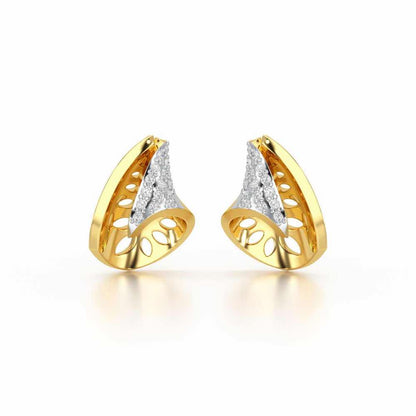 Glory Grace Silver Stud Earrings - Yellow Gold - Image 1