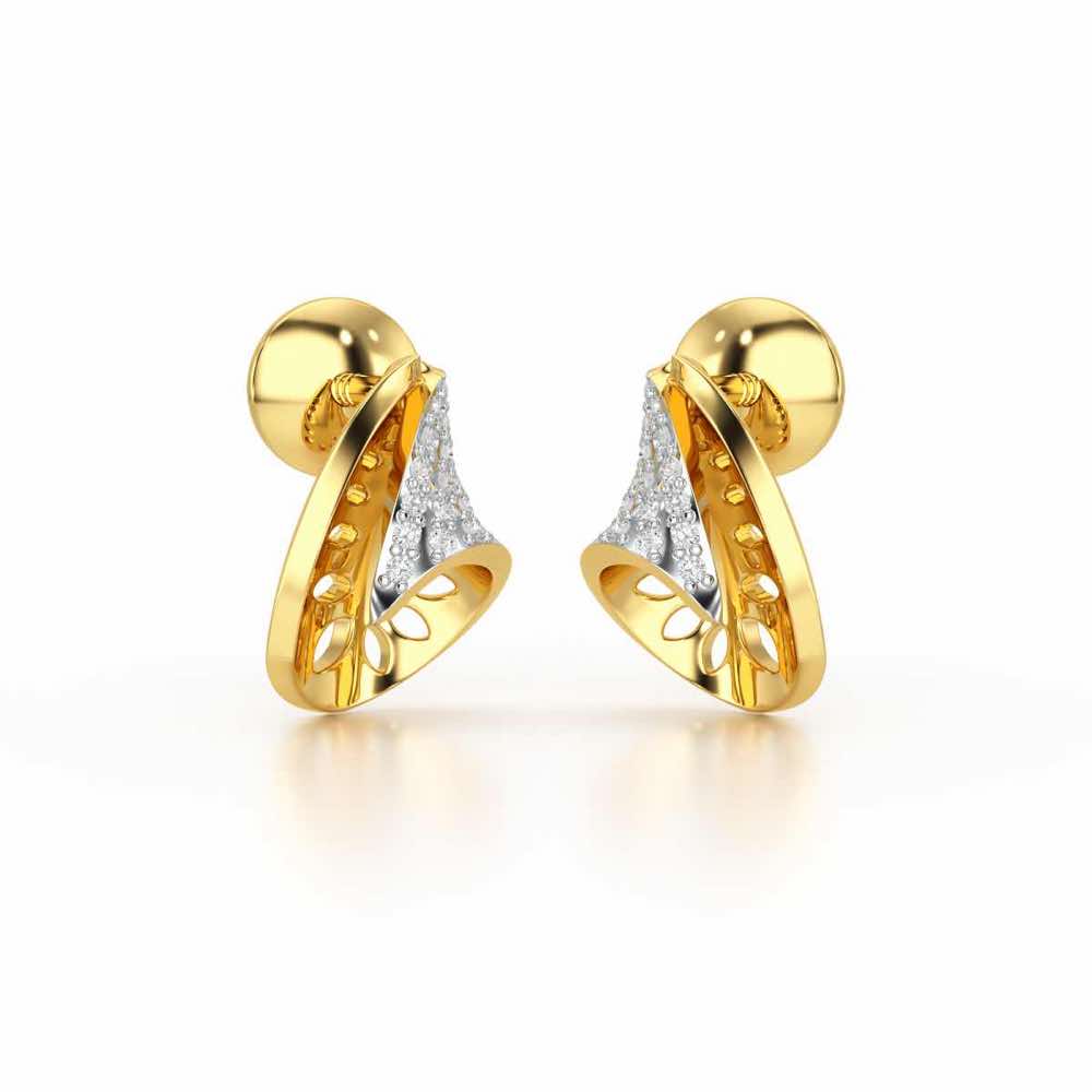 Glory Grace Silver Stud Earrings - Yellow Gold - Image 2