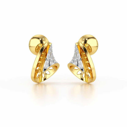 Glory Grace Silver Stud Earrings - Yellow Gold - Image 2