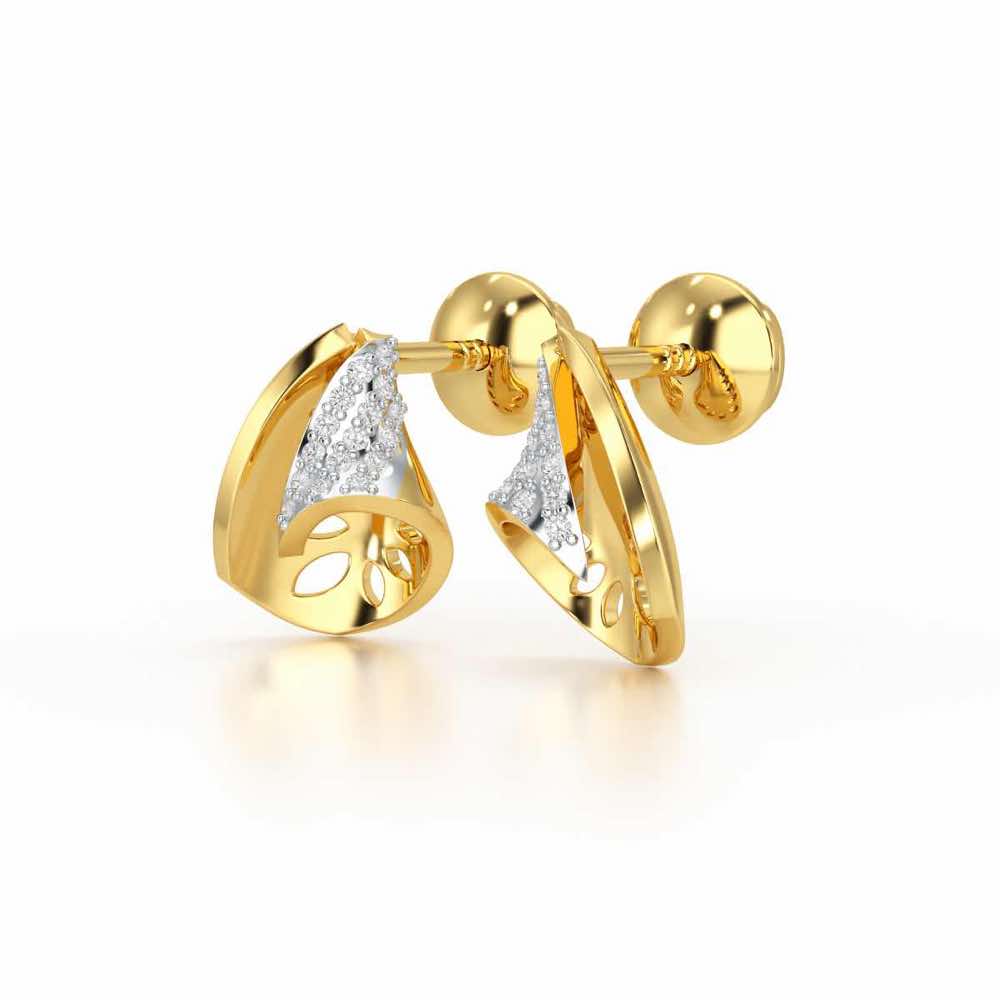 Glory Grace Silver Stud Earrings - Yellow Gold - Image 3