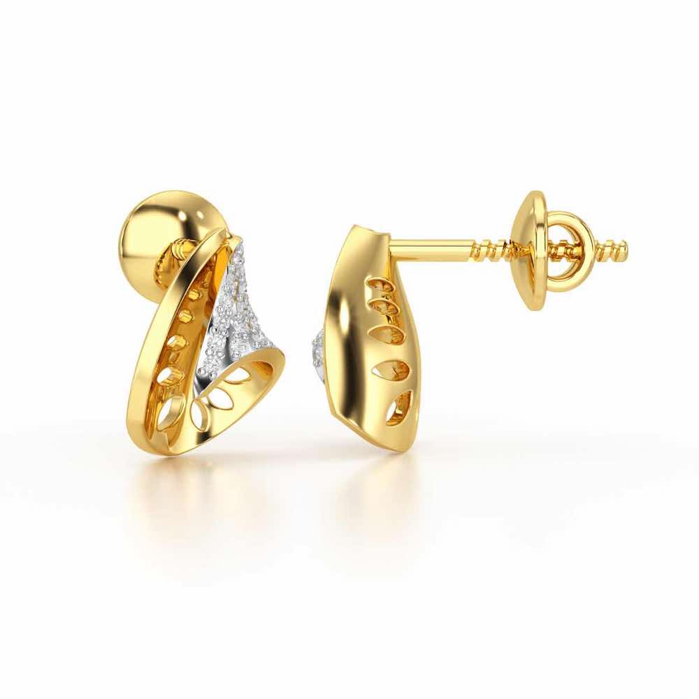 Glory Grace Silver Stud Earrings - Yellow Gold - Image 4