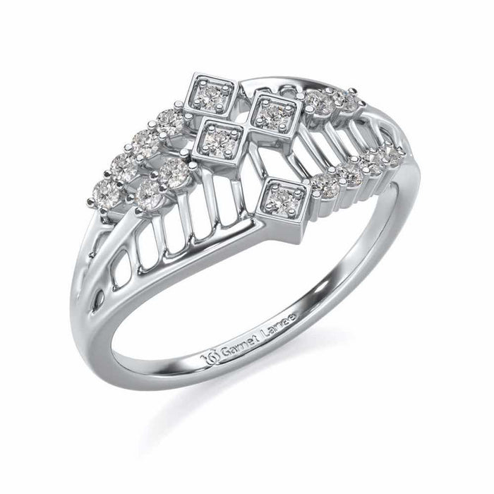 Glow Lattice Silver Ring - White Gold - Image 1