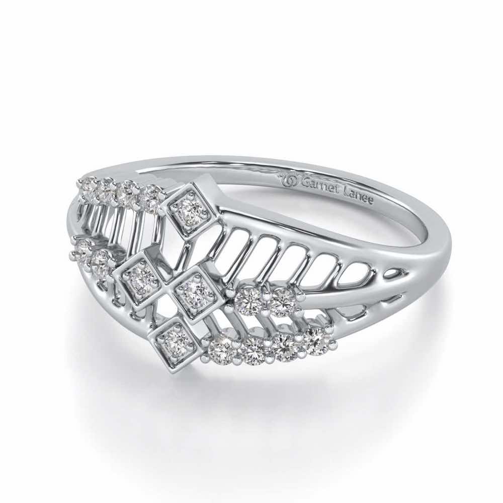 Glow Lattice Silver Ring - White Gold - Image 2