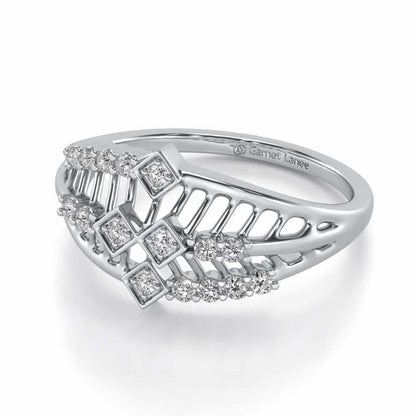 Glow Lattice Silver Ring - White Gold - Image 2