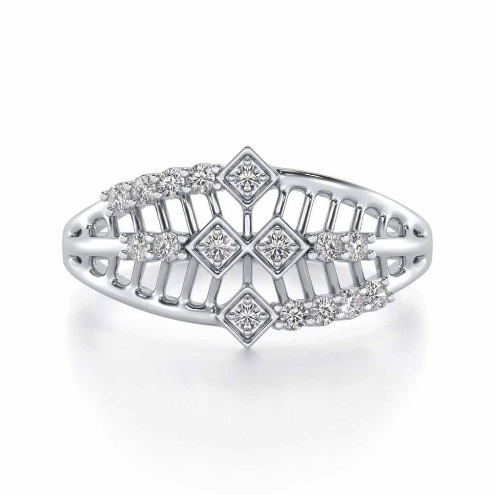 Glow Lattice Silver Ring - White Gold - Image 4