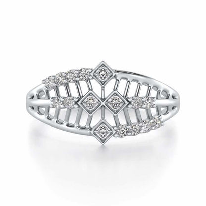 Glow Lattice Silver Ring - White Gold - Image 4
