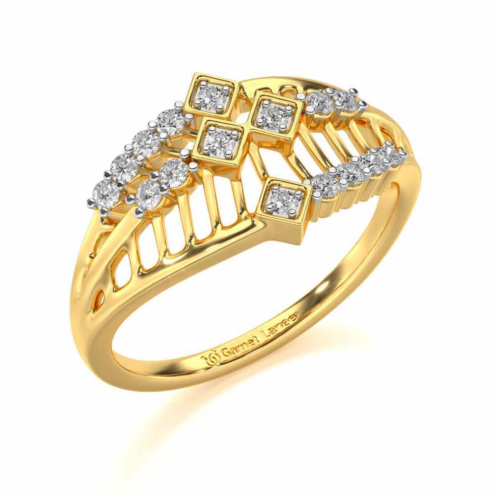 Glow Lattice Silver Ring - Yellow Gold - Image 1
