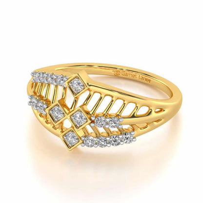 Glow Lattice Silver Ring - Yellow Gold - Image 2