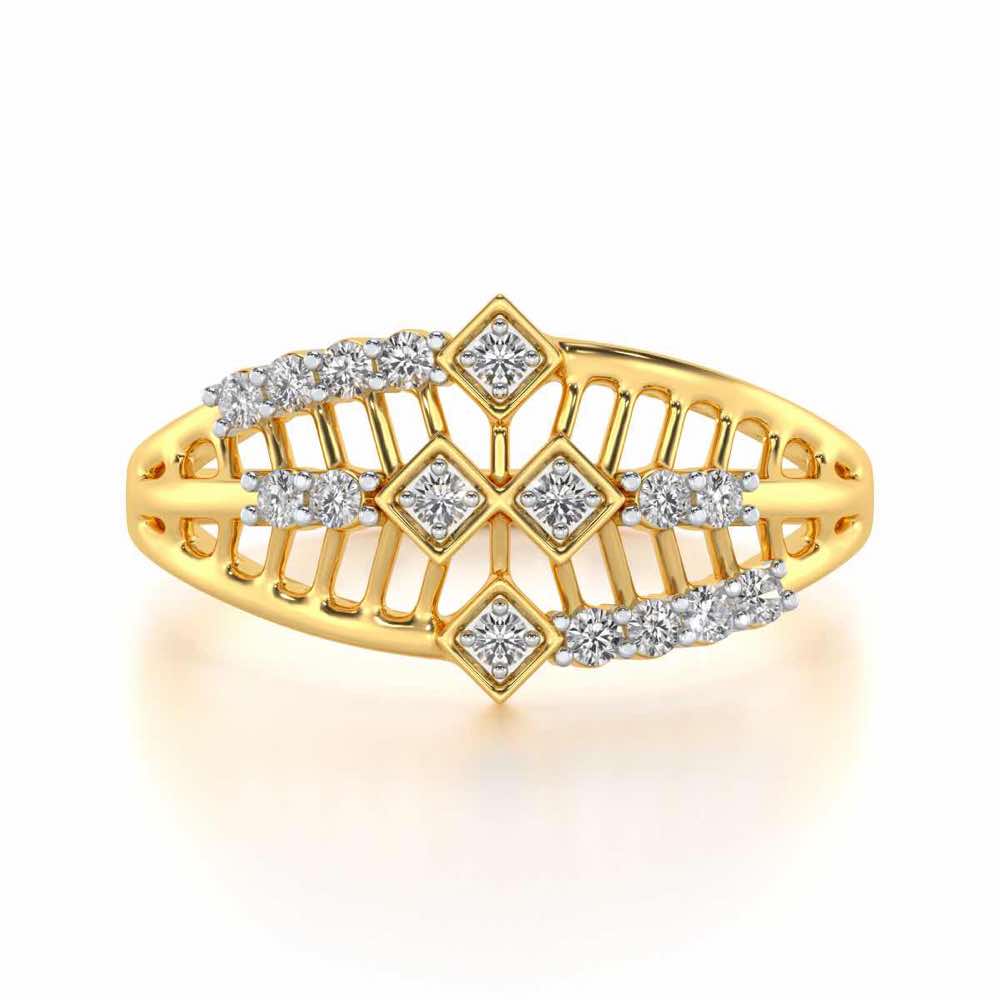Glow Lattice Silver Ring - Yellow Gold - Image 4