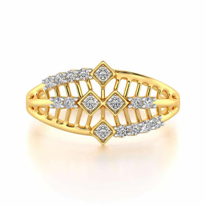 Glow Lattice Silver Ring - Yellow Gold - Image 4