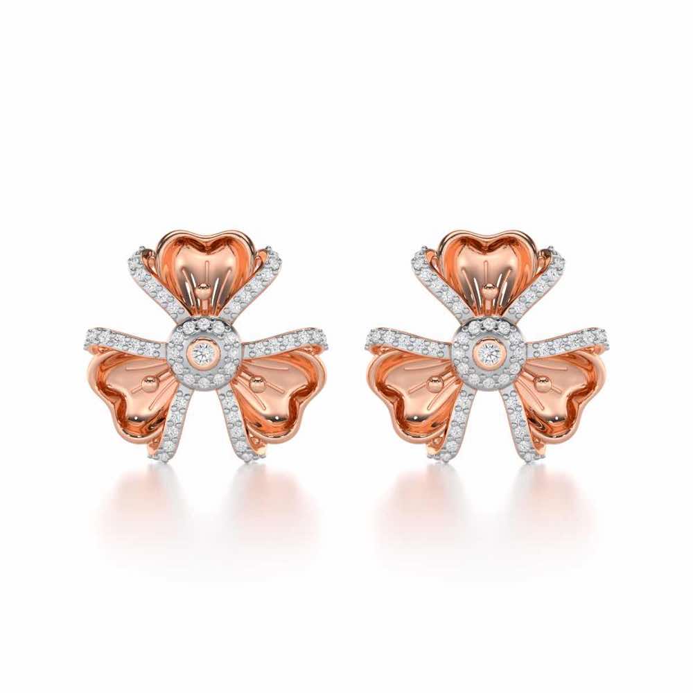 Glowing Flora Silver Earrings - Rose Gold - Image 1