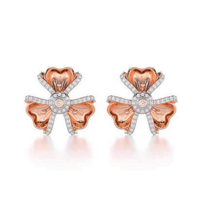 Glowing Flora Silver Earrings - Rose Gold - Image 1