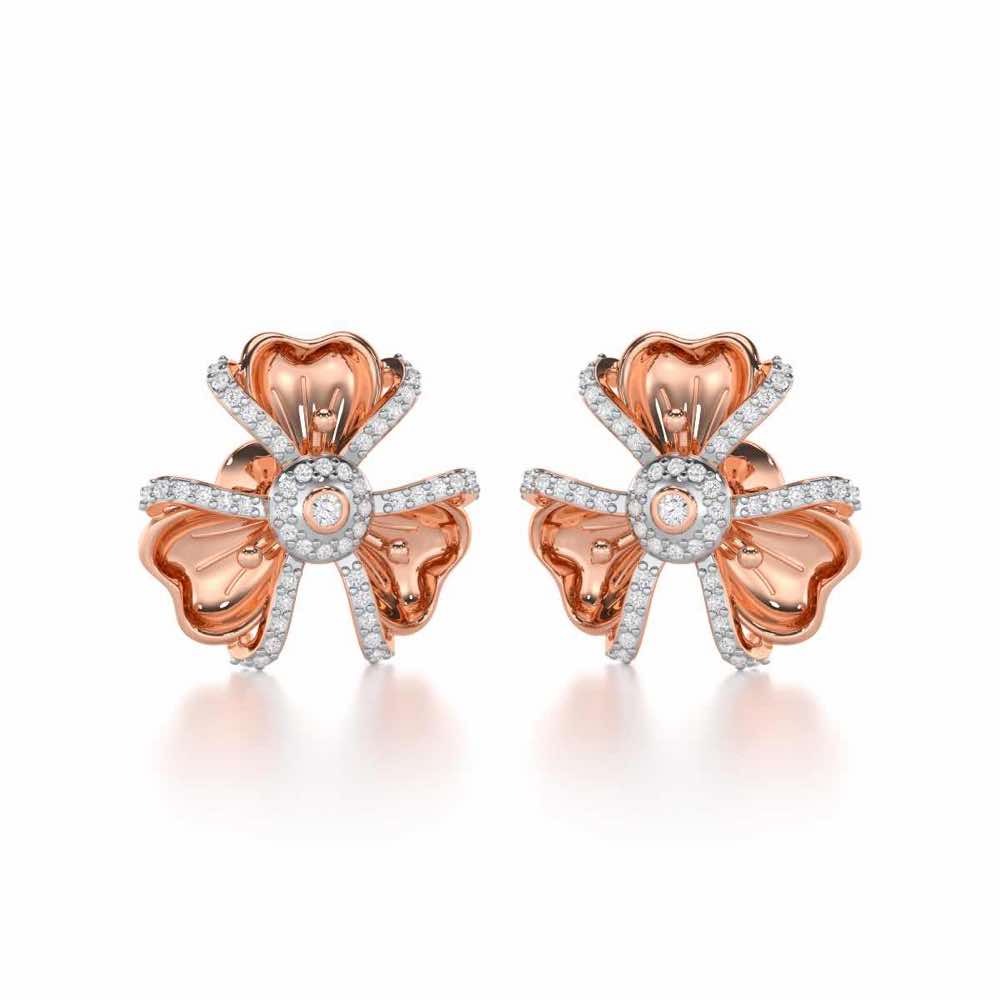 Glowing Flora Silver Earrings - Rose Gold - Image 2