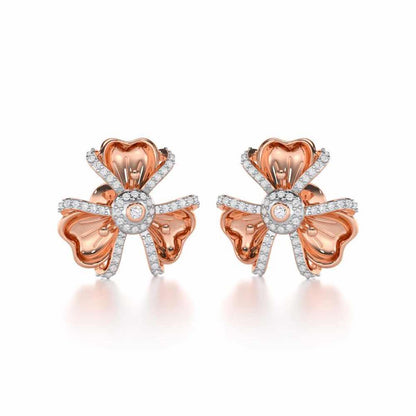Glowing Flora Silver Earrings - Rose Gold - Image 2