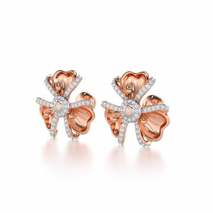 Glowing Flora Silver Earrings - Rose Gold - Image 3