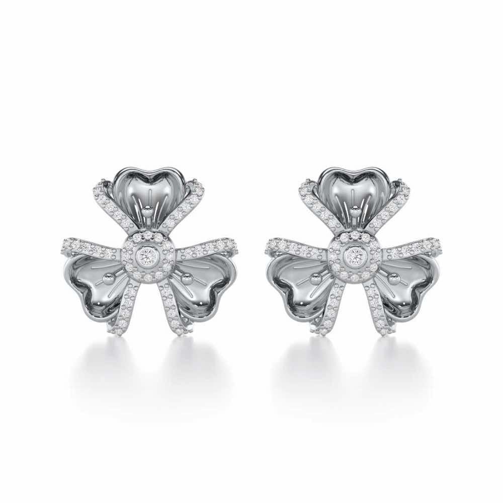 Glowing Flora Silver Earrings - White Gold - Image 1
