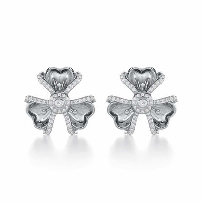 Glowing Flora Silver Earrings - White Gold - Image 1