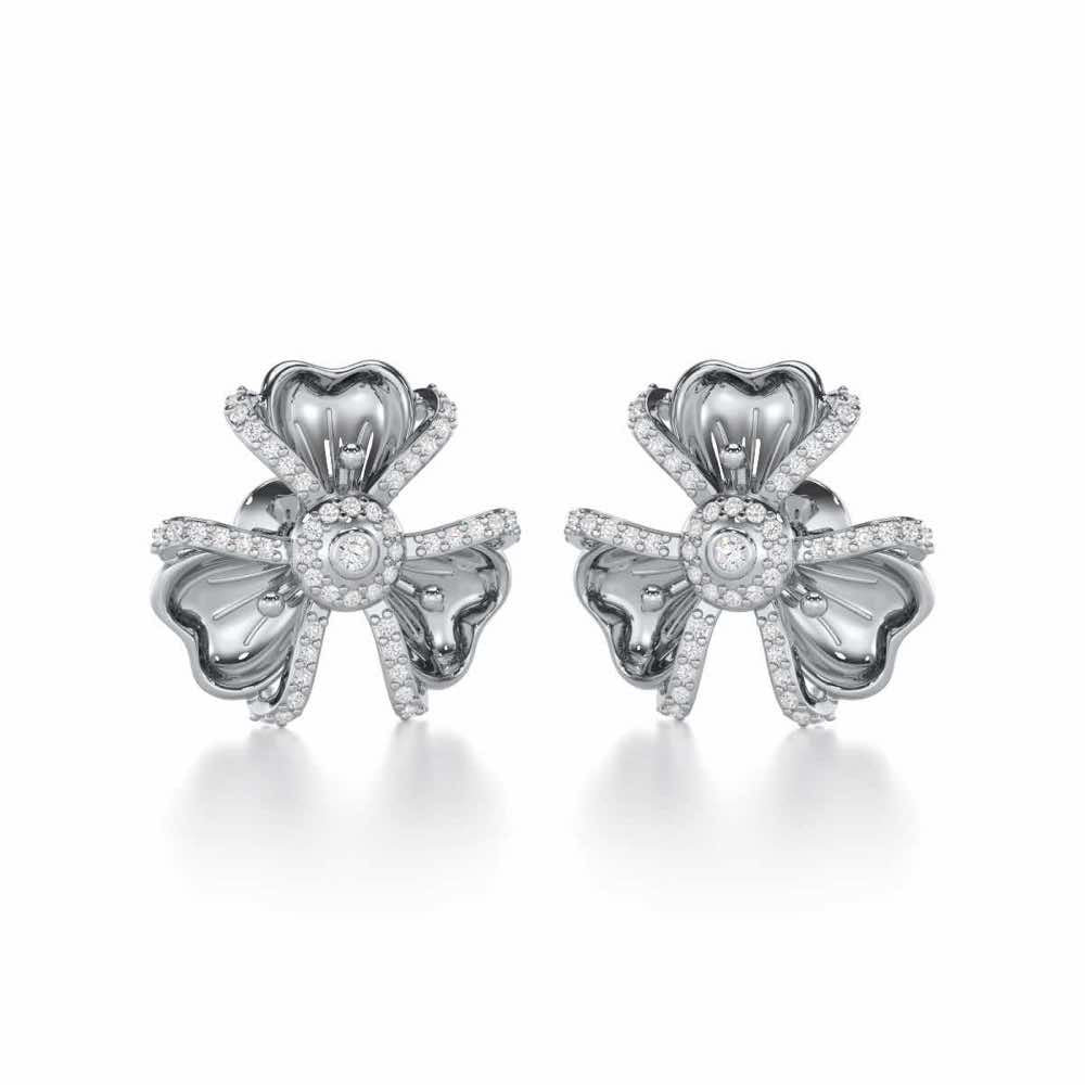 Glowing Flora Silver Earrings - White Gold - Image 2